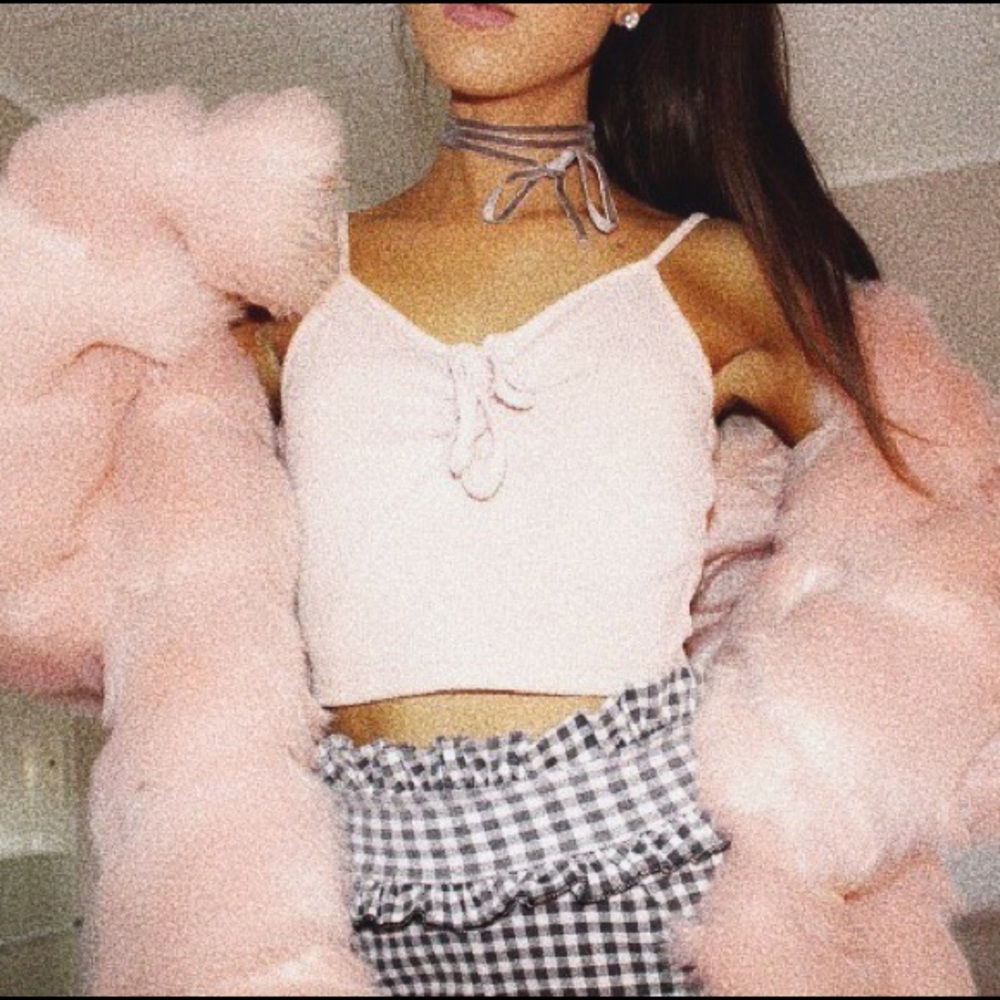 Bubblegum faux fur coat